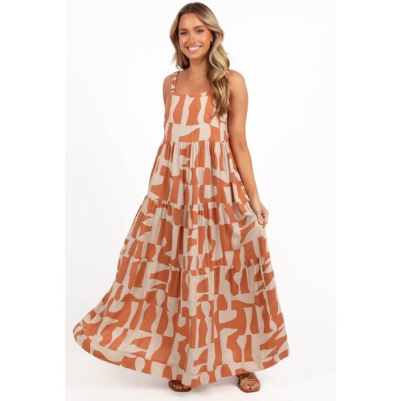Petal & Pup Dresses & Skirts - Petal & Pup Orange and Cream Maxi Dress